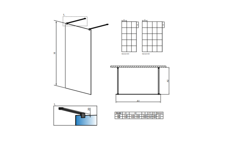 Перегородка для душу RADAWAY Walk-in Modo New Black I Factory 130 388134-54-57
