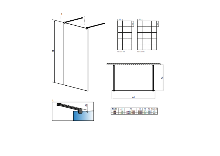Перегородка для душу RADAWAY Walk-in Modo New Black I Factory 130 388134-54-57