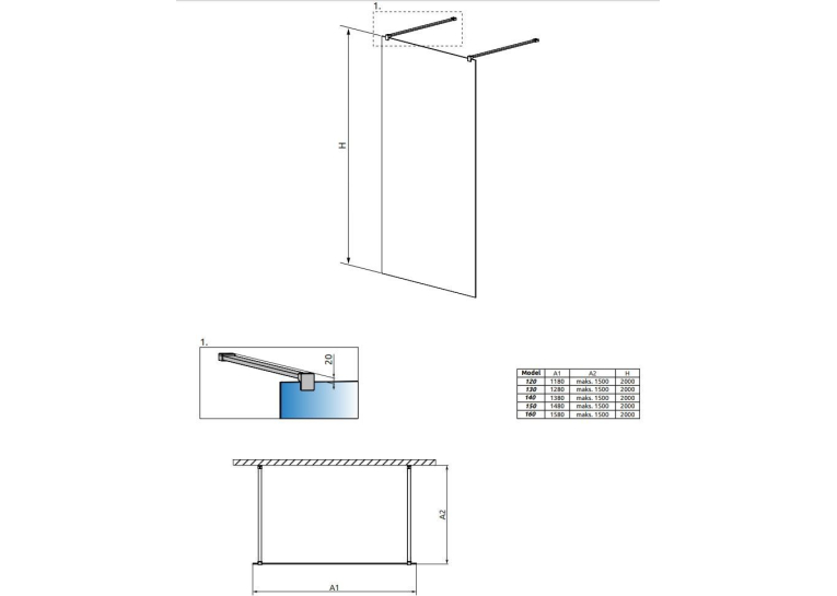Перегородка для душу RADAWAY Walk-in Modo New I (150) 388154-01-01