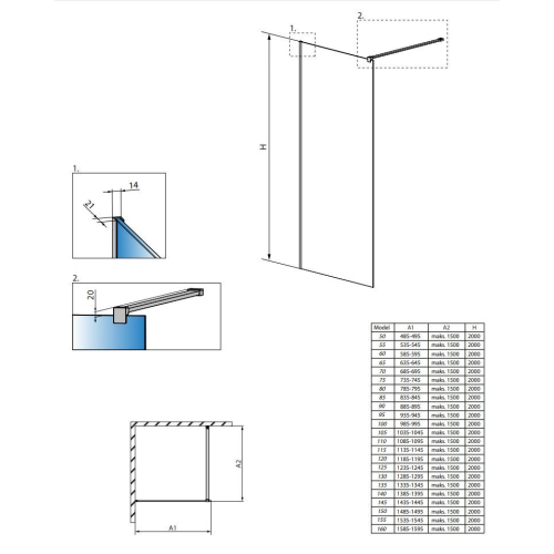 Перегородка для душа RADAWAY Walk-in Modo New II (140) 389144-01-01