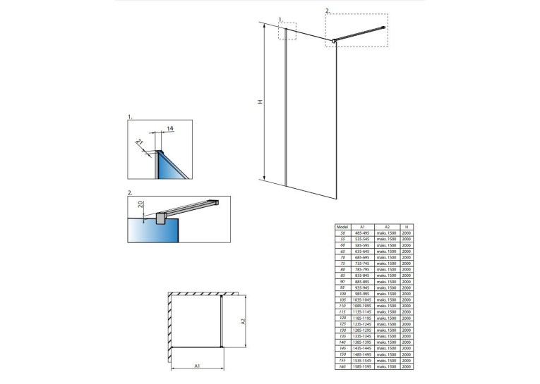 Перегородка для душу RADAWAY Walk-in Modo New II (60) 389064-01-01