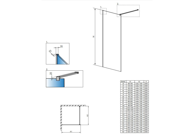 Перегородка для душу RADAWAY Walk-in Modo New II (90) 389094-01-01
