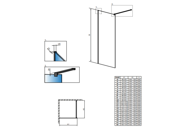 Перегородка для душа RADAWAY Walk-in Modo X Black II 50 389254-54-01