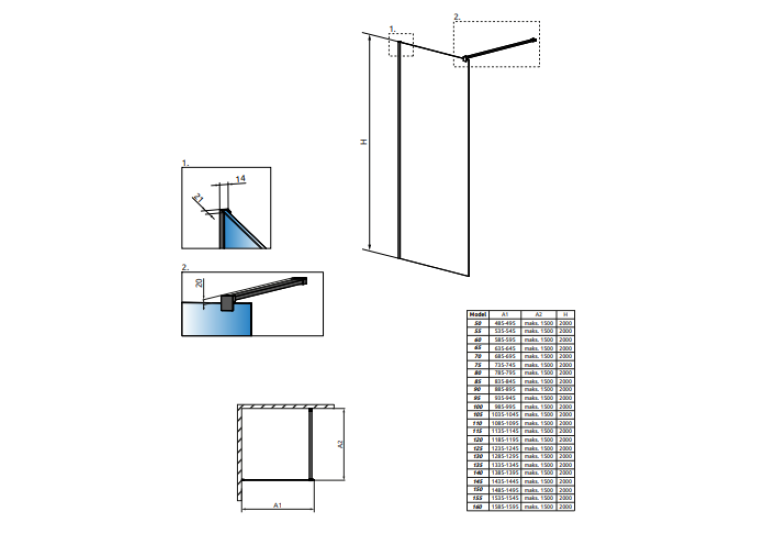 Перегородка для душу RADAWAY Walk-in Modo X Black II 50 389254-54-01