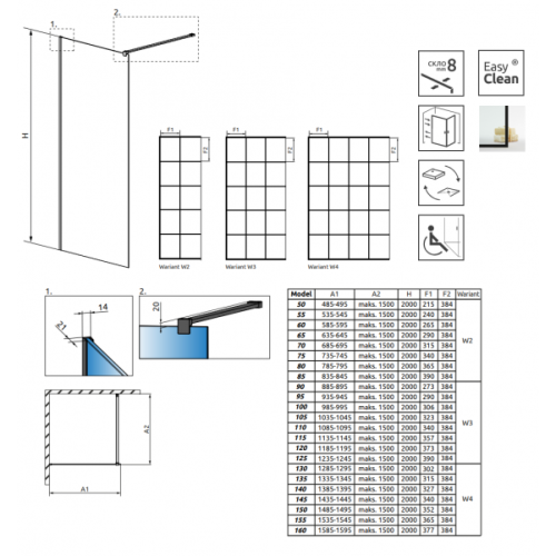 Перегородка для душа RADAWAY Walk-in Modo X Black II Factory 50 389254-54-55