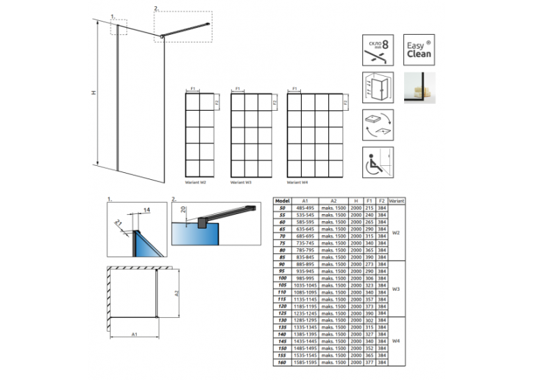 Перегородка для душу RADAWAY Walk-in Modo New Black II Factory 125 389125-54-55
