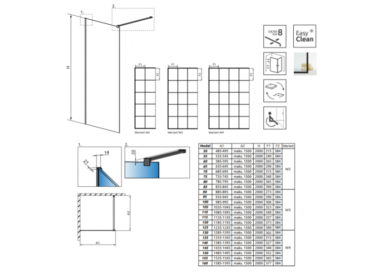 Перегородка для душу RADAWAY Walk-in Modo New Black II Factory 100 389104-54-55