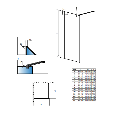 Перегородка для душа RADAWAY Walk-in Modo X Black II Frame 50 389254-54-56