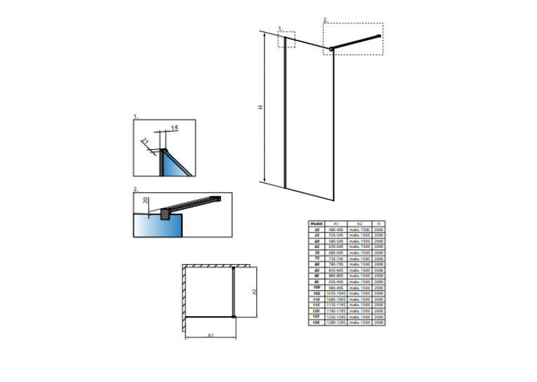 Перегородка для душу RADAWAY Walk-in Modo X Black II Frame 50 389254-54-56