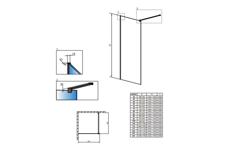Перегородка для душа RADAWAY Walk-in Modo X Black II Frame 50 389254-54-56