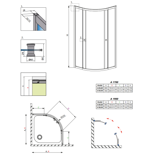 Душова кабіна RADAWAY Premium A 1700 (90x90) 30401-01-01