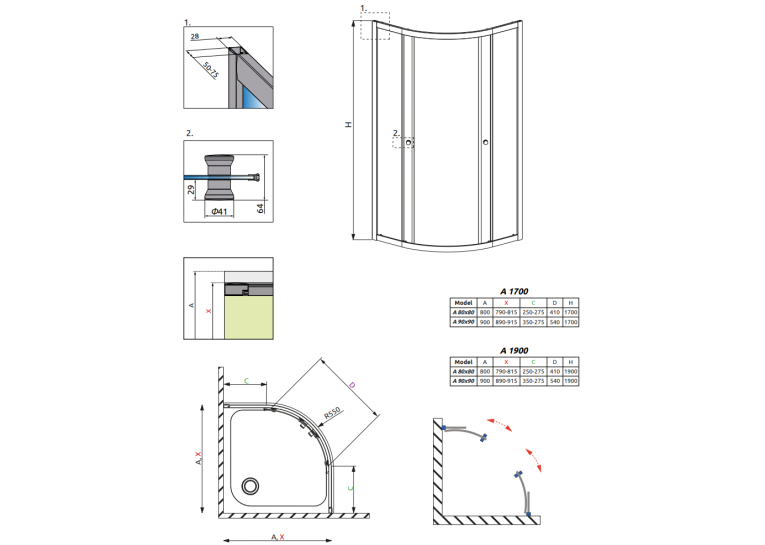 Душова кабіна RADAWAY Premium A 1700 (90x90) 30401-01-01
