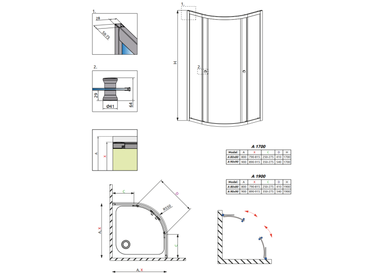 Душова кабіна RADAWAY Premium A 1700 (80x80) 30411-01-01