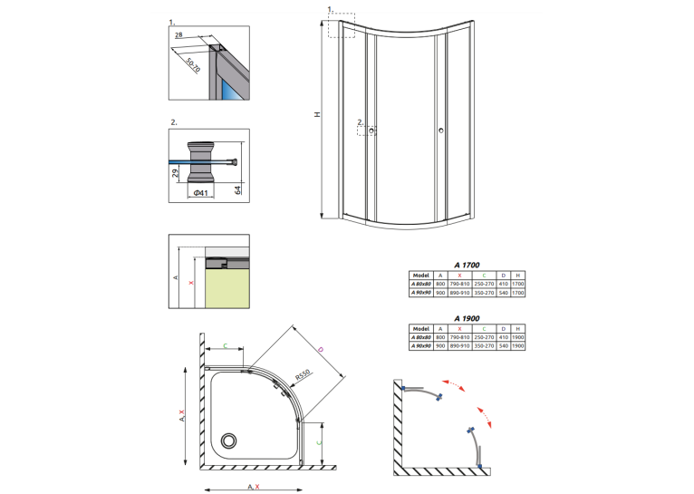 Душевая кабина RADAWAY Premium A (80x80) 30413-01-01