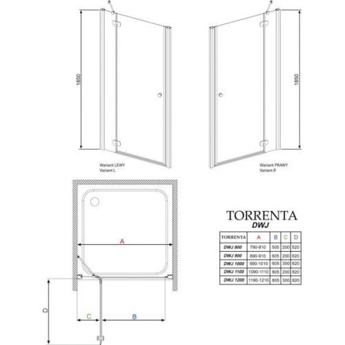 Душевая дверь RADAWAY Torrenta DWJ 110, 32040-01-01N R