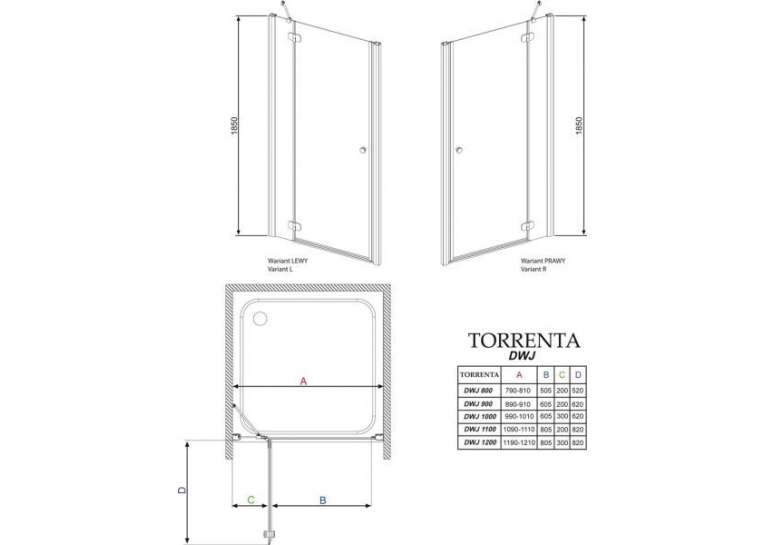 Душові двері RADAWAY Torrenta DWJ 110, 32040-01-01N R