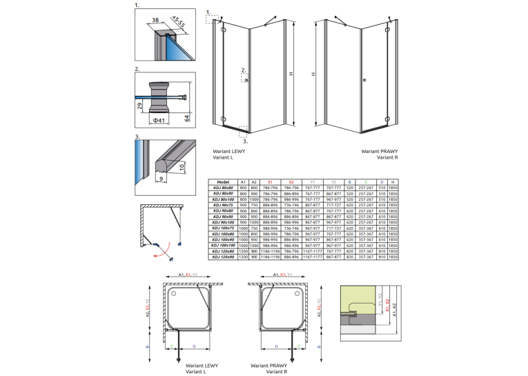 Душова кабіна RADAWAY Torrenta KDJ (100x80) 32242-01-01NL
