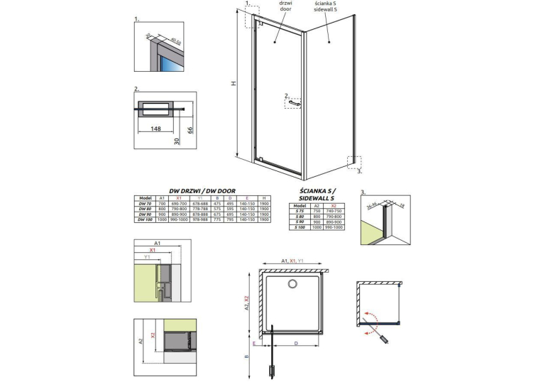 Душевая дверь RADAWAY Twist DW 80, 382001-01