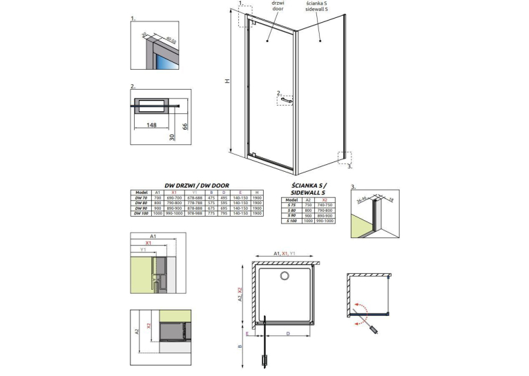 Душові двері RADAWAY Twist DW 70, 382000-01