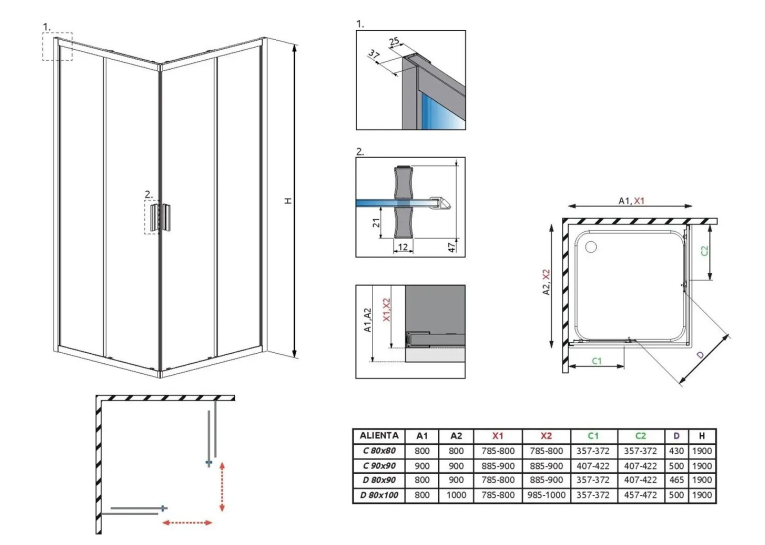 Душова кабіна RADAWAY Alienta C (80x80) 10238080-01-01