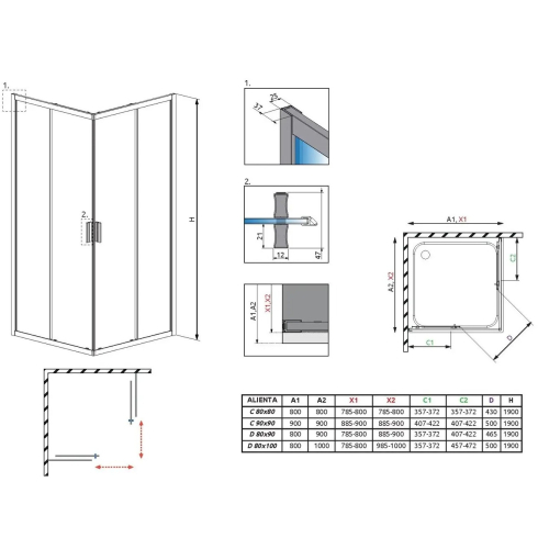 Душова кабіна RADAWAY Aliena D (80x90) 10258090-01-01