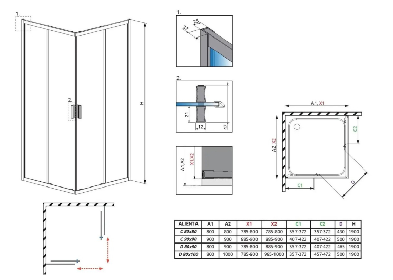 Душевая кабина RADAWAY Aliena D (80x100) 10258010-01-01