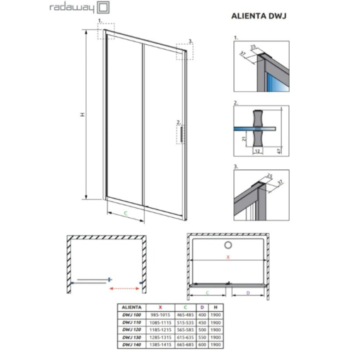 Душові двері RADAWAY Alienta DWJ 140, 10260140-01-01