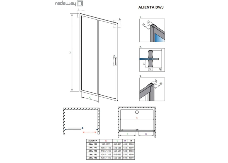 Душові двері RADAWAY Alienta DWJ 110, 10260110-01-01