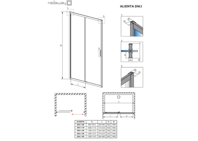 Душевые двери RADAWAY Alienta DWJ 100, 10260100-01-01