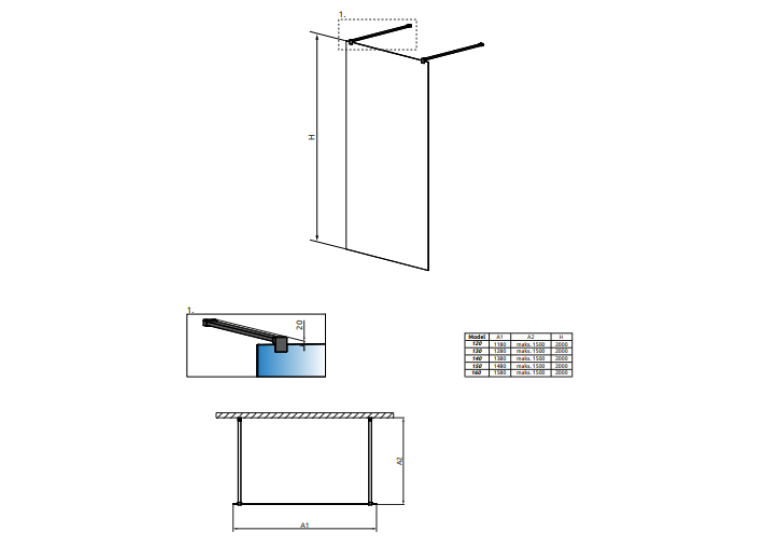 Перегородка для душу RADAWAY Walk-in Modo X Black I 120 388324-54-01