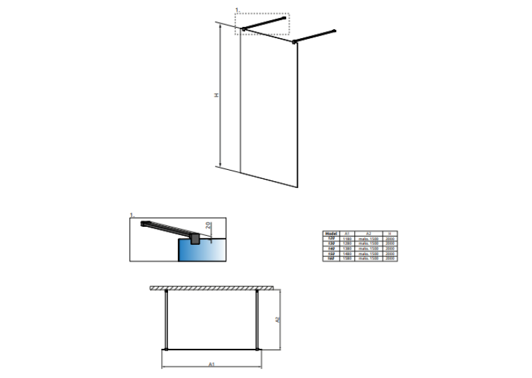 Перегородка для душу RADAWAY Walk-in Modo X Black I 120 388324-54-01