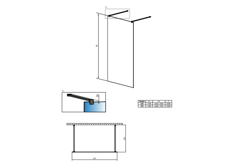 Перегородка для душу RADAWAY Walk-in Modo X Black I Frame 120 388324-54-58