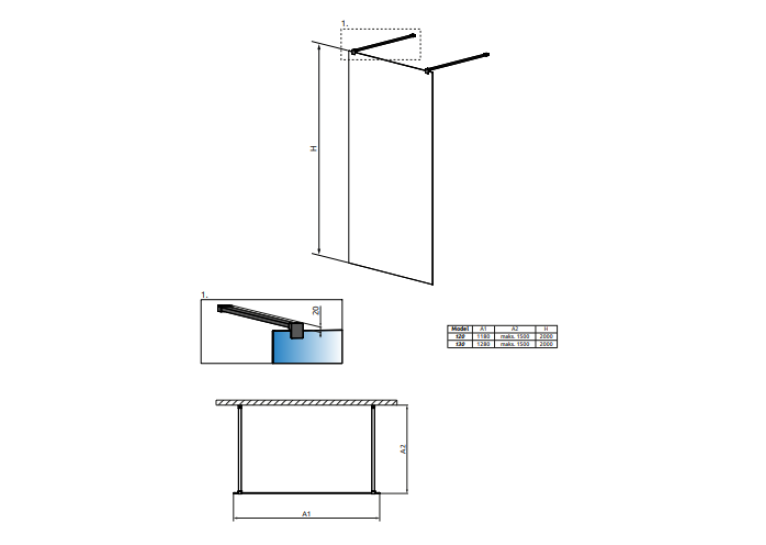 Перегородка для душу RADAWAY Walk-in Modo X Black I Frame 120 388324-54-58