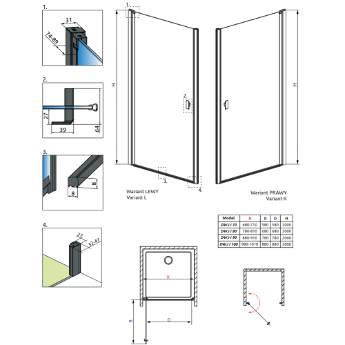 Душевая дверь RADAWAY Nes Black DWJ I Frame 70 правая, 10026070-54-56R