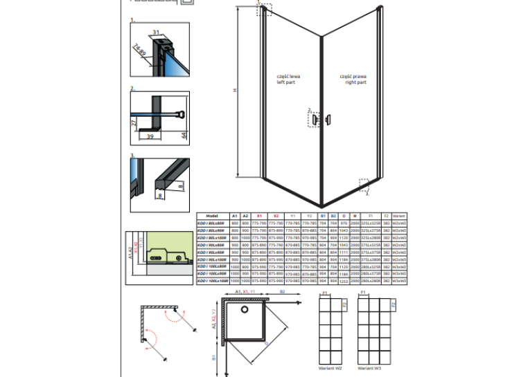Душова кабіна RADAWAY Nes Black KDD I Factory (80x80) 10021080-54-55L + 10021080-54-55R
