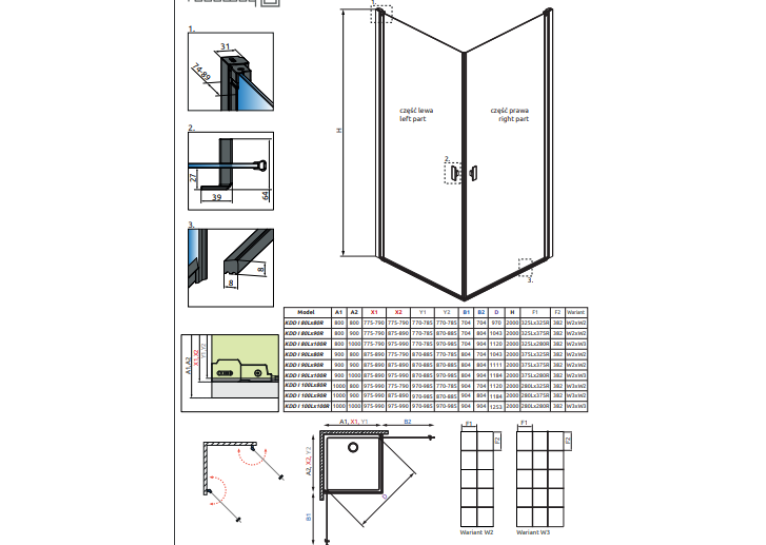 Душова кабіна RADAWAY Nes Black KDD I Factory (80x80) 10021080-54-55L + 10021080-54-55R