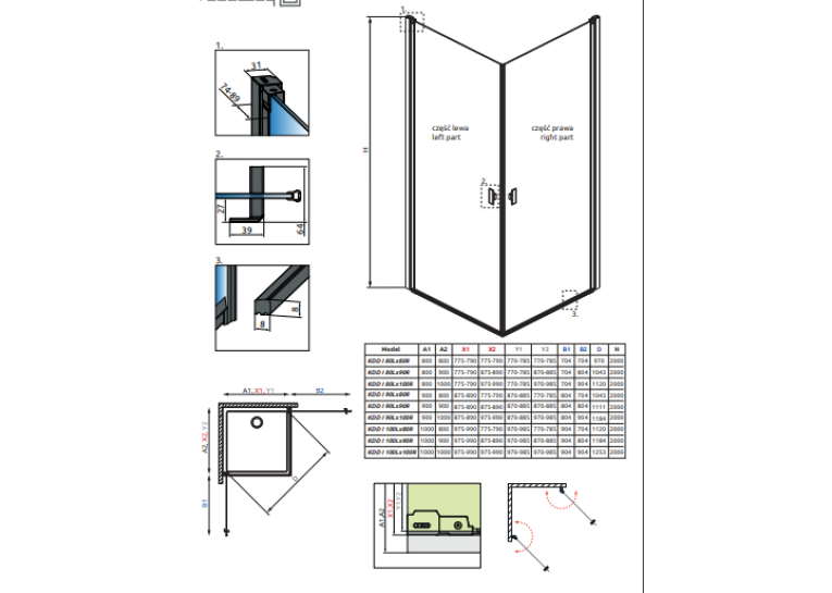 Душова кабіна RADAWAY Nes Black KDD I Frame (80x80) 10021080-54-56L + 10021080-54-56R