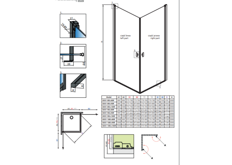 Душова кабіна RADAWAY Nes Black KDD I Frame (80x80) 10021080-54-56L + 10021080-54-56R