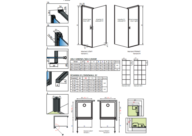 Душова кабіна RADAWAY Nes Black KDJ I Factory (90x90) 10022090-54-55R+10039090-54-55