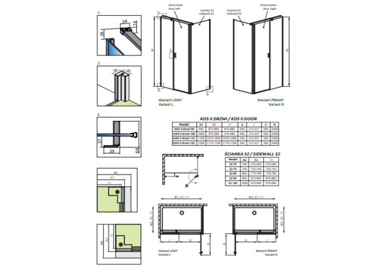 Душевая кабина RADAWAY Nes Black KDS II (90x70) 10033090-54-01L + 10040070-54-01