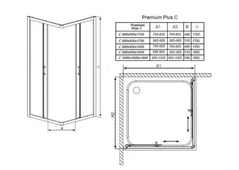 Душова кабіна RADAWAY Premium Plus C Скло Графіт (80x80) 30463-01-05N