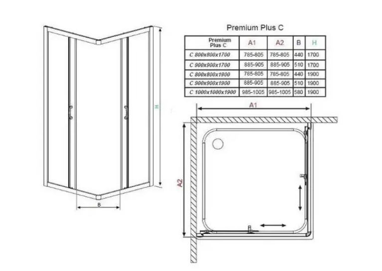 Душова кабіна RADAWAY Premium Plus C Скло Графіт (100x100) 30443-01-05N