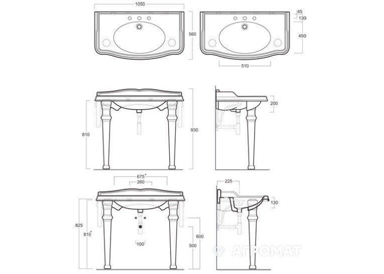  Раковина накладна SIMAS Arcade 105х56, AR874