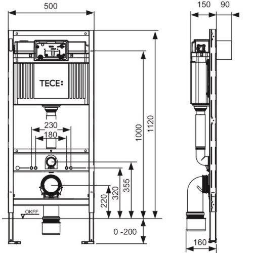 Инсталляция TECEbase + кнопка смыва TECEbase белый+крепеж, 9.400.400