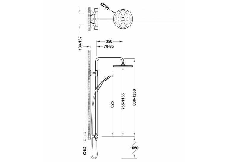 Душова система Tres  Base Plus, 21639502NM