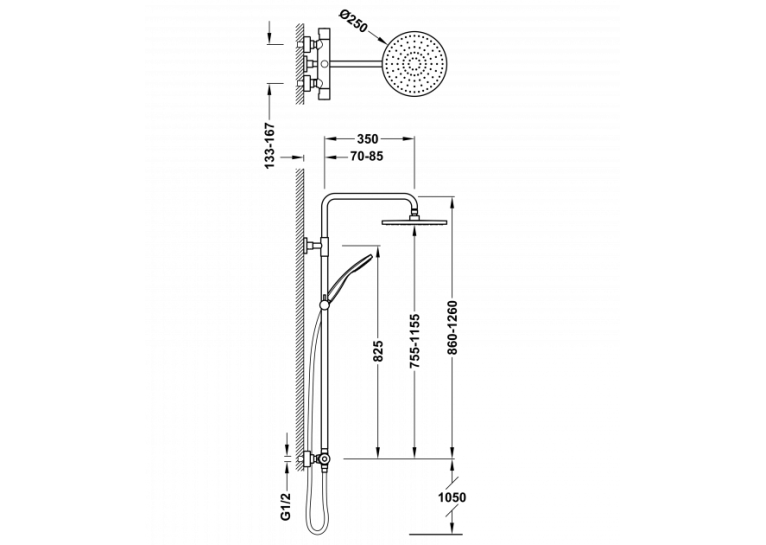 Душова система Tres  Base Plus, 21639502NM