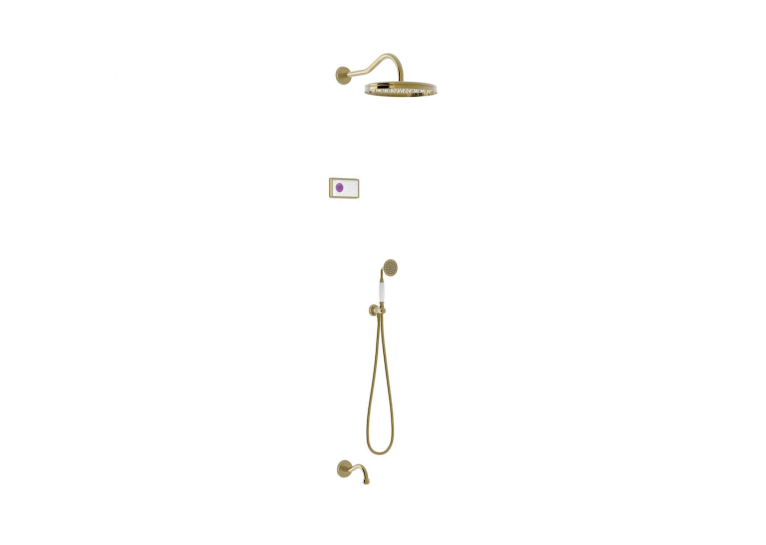 Душова система з термостатом Tres Clasic Shower Technology, з ел. кер. (верх.душ Ø 300 мм), стара латунь, 09226301LV