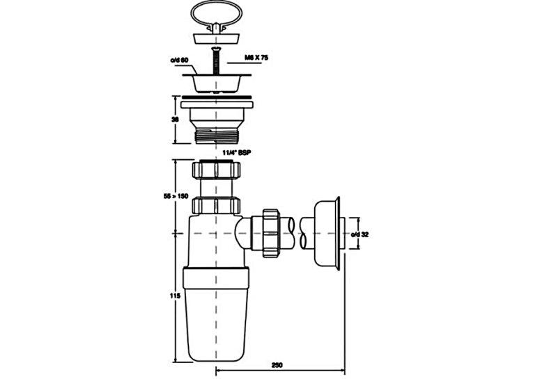 Сифон для раковини McALPINE, HC1L-J