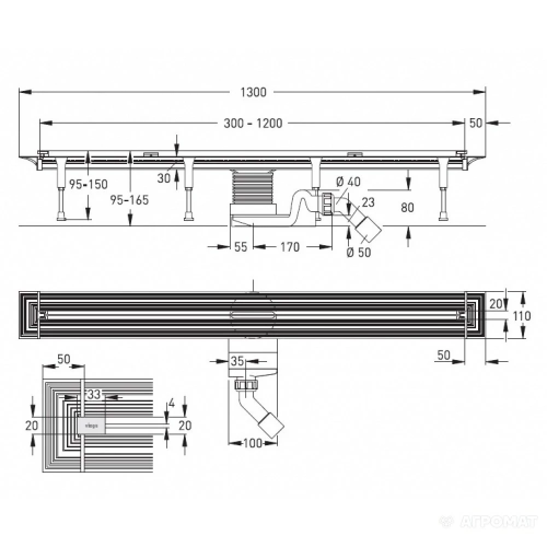 Душовий канал Viega Advantix Vario 4965.20 (704353) 300-1200 мм