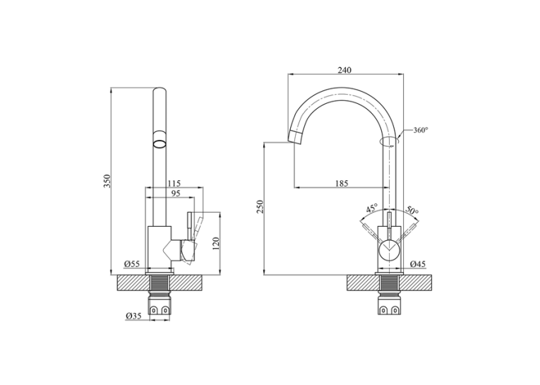 Змішувач для кухні Agua Acero-INOX035, CV023285